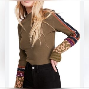 Free People Switch It Up Cuff Thermal Long Sleeve Top Size S